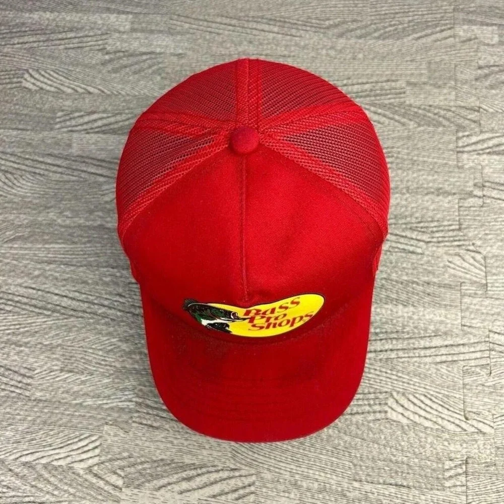 Vintage Bass Pro Shops Trucker Hat Cap Mens Red Fishing Fish Hunt Hunting